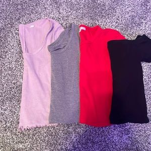 4 Solid Colored Cropped T-Shirts